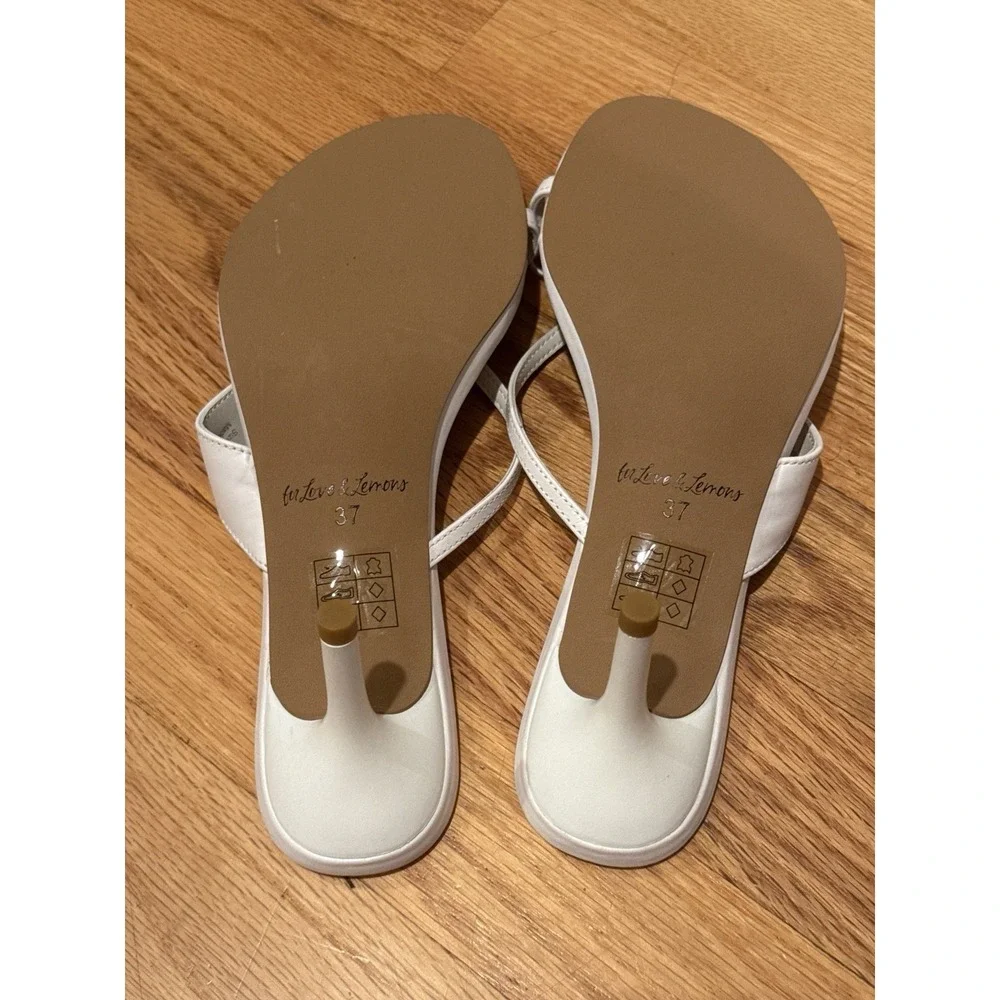 For Love And Lemons Elea Heel Thong Sandals White Size 37 New! Sz 7